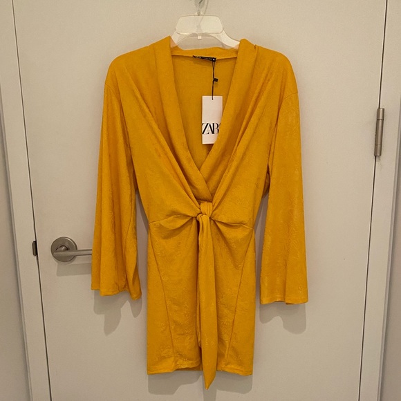 NWT Zara Knotted Jacquard Dress - Picture 5 of 7